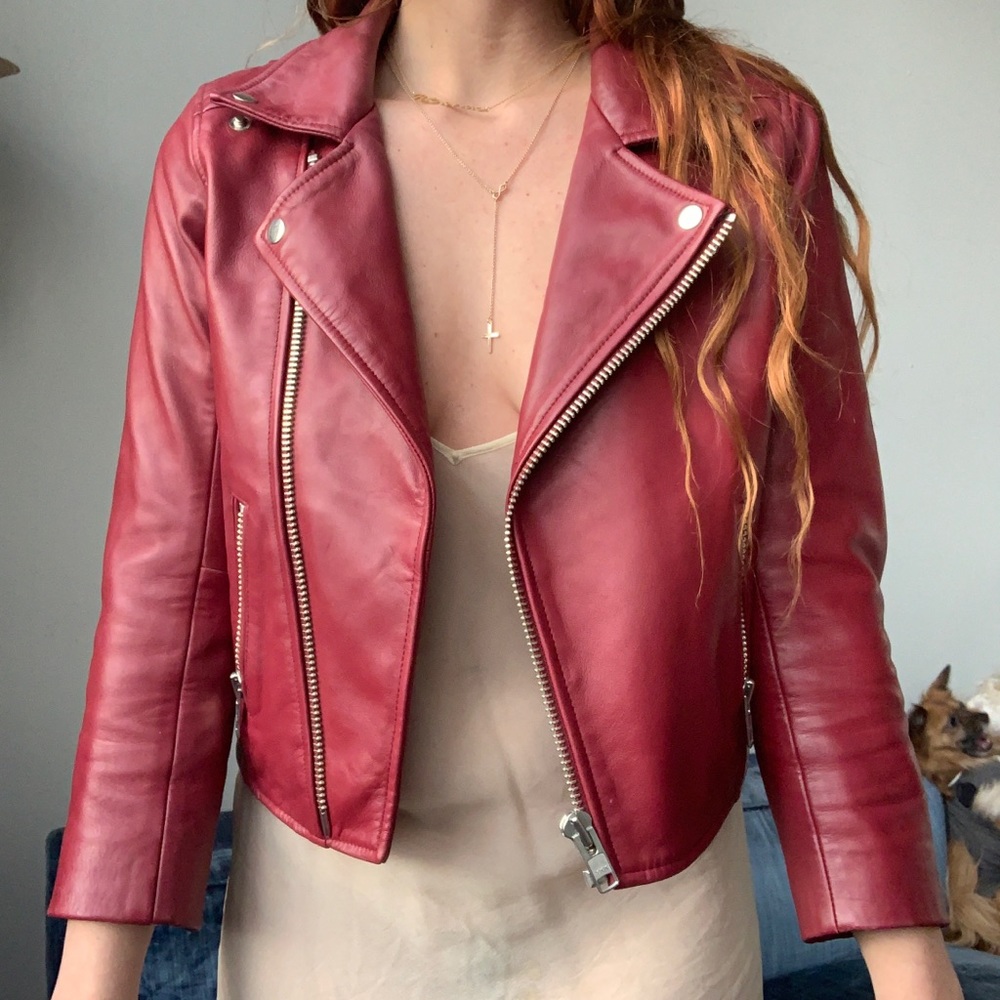 🦋 Ganni Leather Moto Jacket - Picture 2 of 5